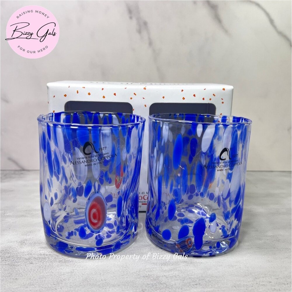 Arte di MURANO Alessandro Coppola Glasses Set of 2 Blue Confetti